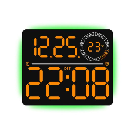 Large LED Digital Wall Clock With RGB Color Changing Ambient Light, Dual Alarm, Timer For Gym Office Home Decor