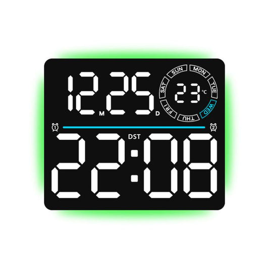 Large LED Digital Wall Clock With RGB Color Changing Ambient Light, Dual Alarm, Timer For Gym Office Home Decor