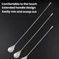 Set of stainless steel long-handled stirrer spoons with twisted handles, polished