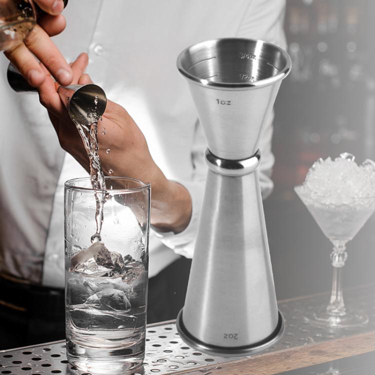 Stainless steel jigger pour cup with 1oz marking and bar measure spout