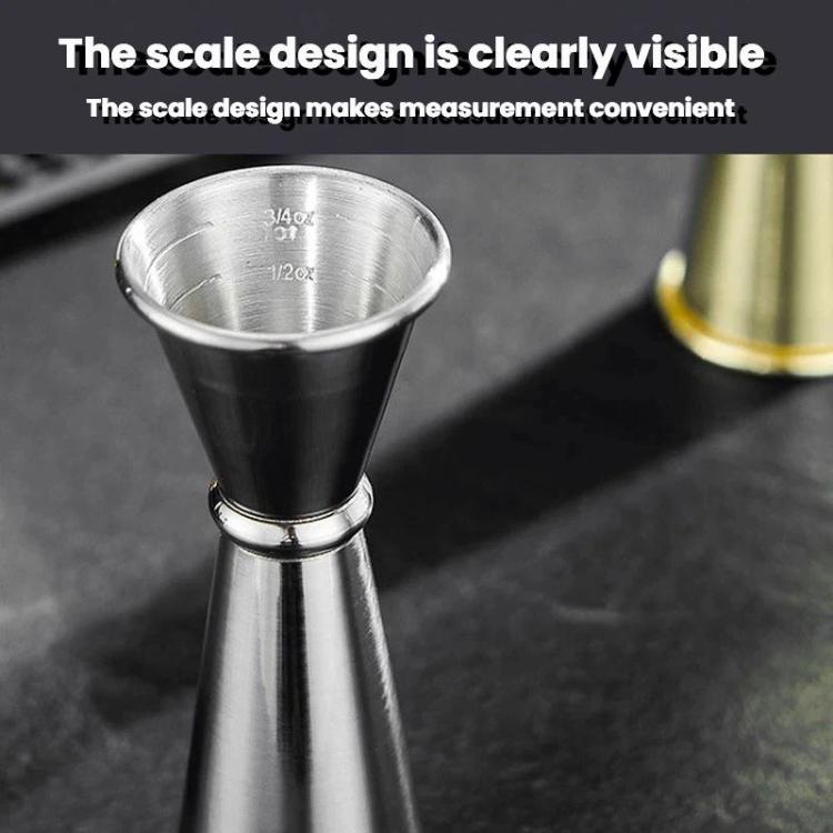 Stainless steel jigger with embossed ounce measurement lines