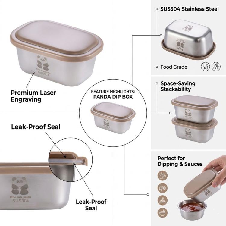 Stainless steel mini condiment container with airtight lid and leak-proof seal