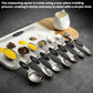 LsCook stainless steel double-ended measuring spoon set on tray with baking markings