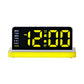Large Display LED Digital Alarm Clock Mirror Desktop Clock with Atmosphere Night Light, Adjustable Brightness