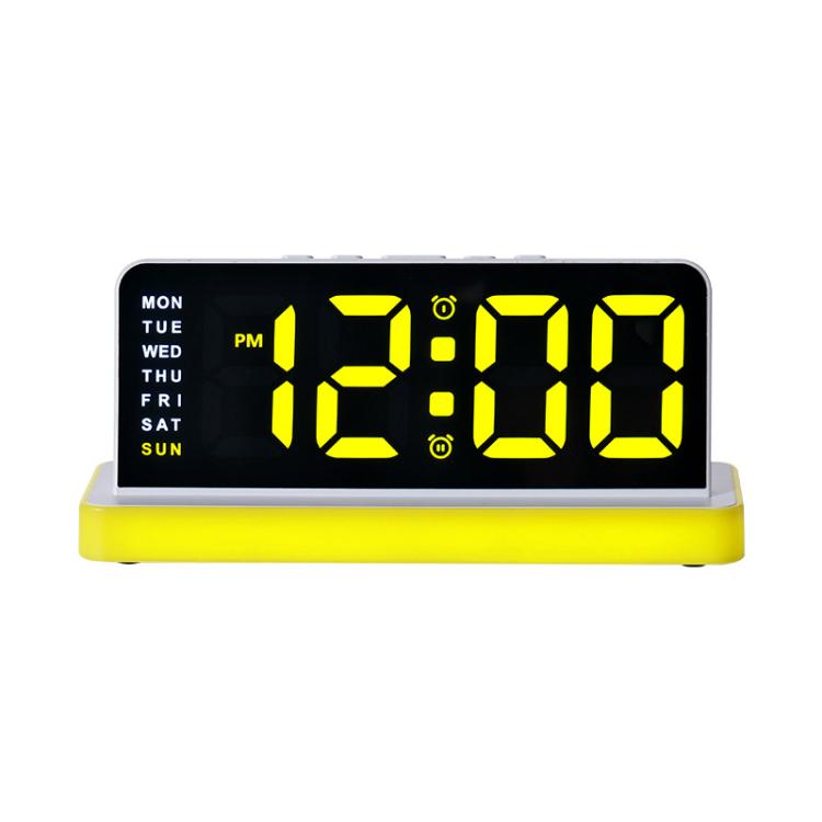 Large Display LED Digital Alarm Clock Mirror Desktop Clock with Atmosphere Night Light, Adjustable Brightness