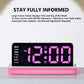 Large Display LED Digital Alarm Clock Mirror Desktop Clock with Atmosphere Night Light, Adjustable Brightness