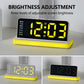 Large Display LED Digital Alarm Clock Mirror Desktop Clock with Atmosphere Night Light, Adjustable Brightness