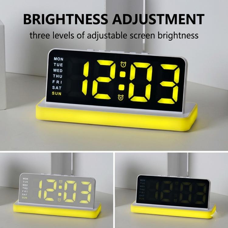 Large Display LED Digital Alarm Clock Mirror Desktop Clock with Atmosphere Night Light, Adjustable Brightness