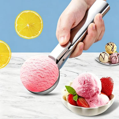LsCook Stainless Steel Dual-Purpose Ice Cream Scoop Fruit Ball Scoop
