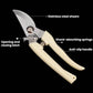 Stainless steel pruning shears with ivory handles, spring and safety latch