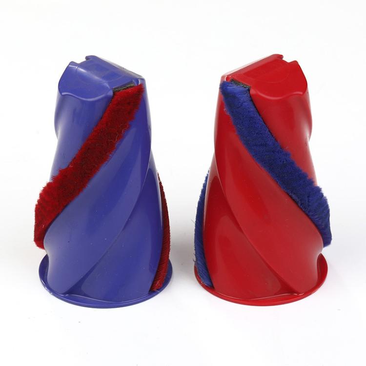 Dual soft roller heads with blue and red brush covers