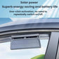 White solar ventilation fan mounted in a car window opening