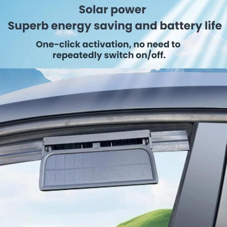 White solar ventilation fan mounted in a car window opening