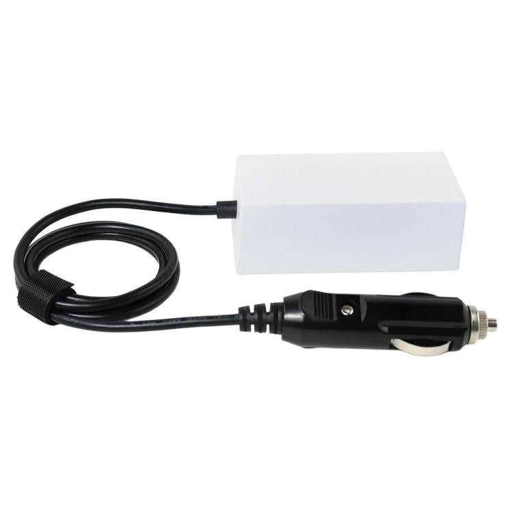 Car inverter power adapter with white housing and black cigarette-lighter style plug