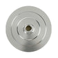 Silver metal grinding disc with central threaded hole and two raised ring grooves