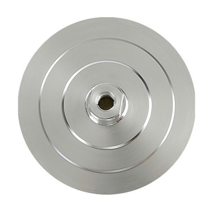 Metal wet grinding disc with center threaded hole and circular edge ring detail