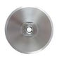 Silver metal grinding disc with central hole and smooth recessed ring around it