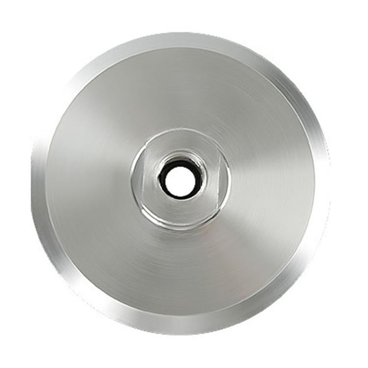 Metal grinding disc angled view with central threaded hole and outer rim
