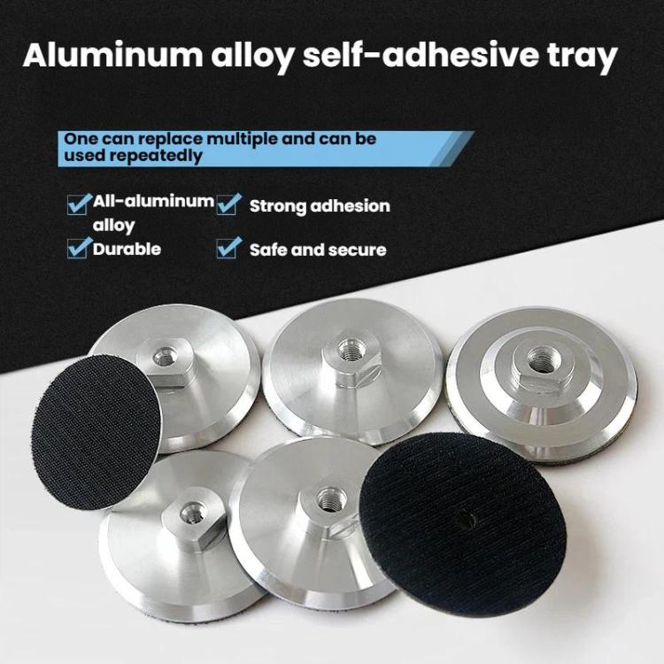 Aluminum alloy self-adhesive trays set, brushed metal discs with black adhesive pads