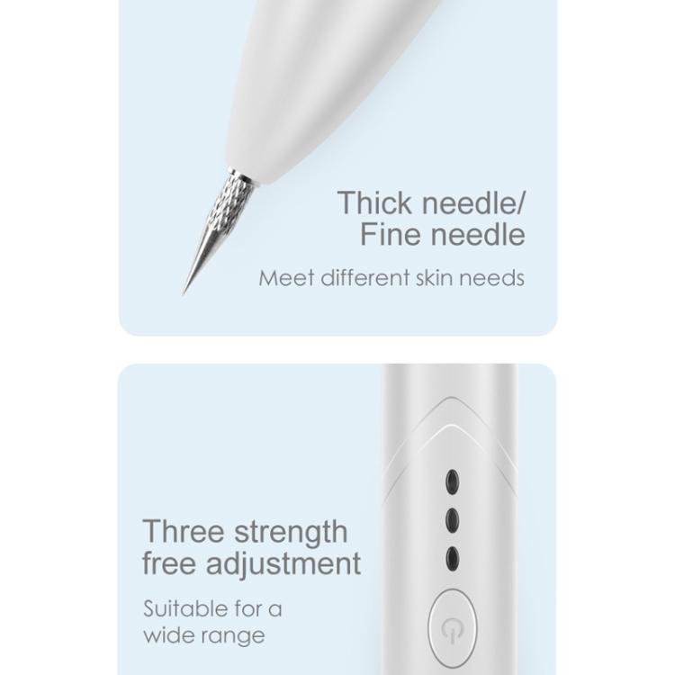 White mole removal pen with dual needle tips and strength adjustment settings