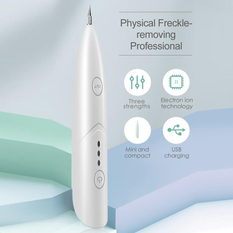 White compact mole removal pen with needle tip, featuring USB charging