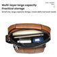 Brown shoulder bag open to show multi-layer storage and zipper-closed compartments