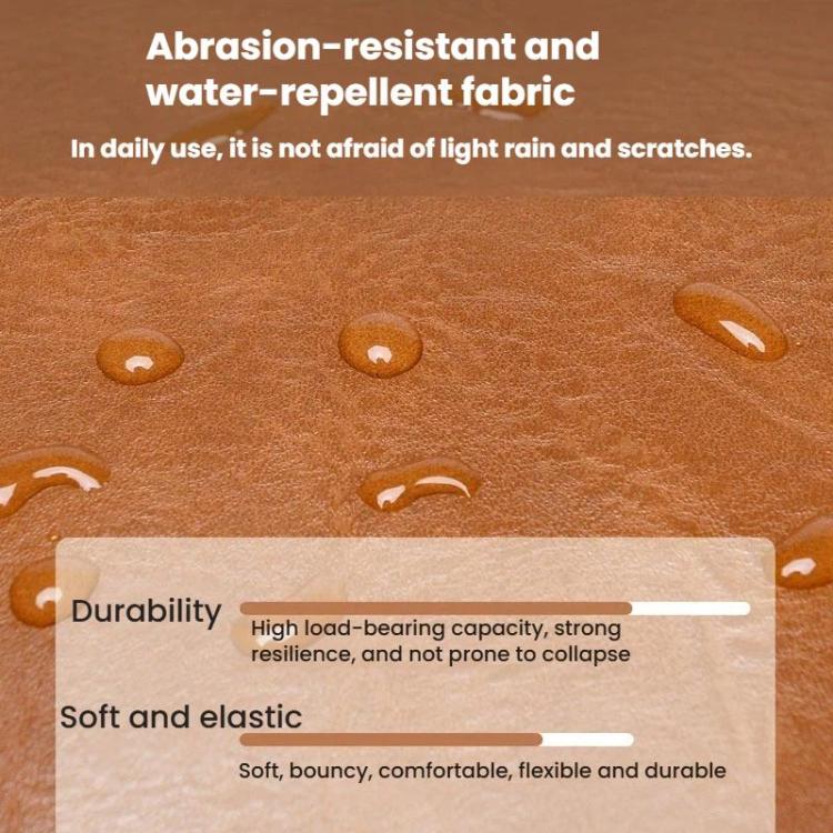 Tan textured leather-look fabric with visible water-drop speckles