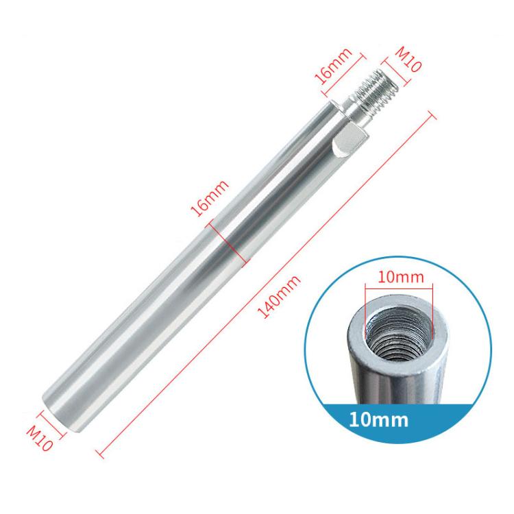 M10 angle grinder extension shaft with threaded ends, 14 cm length