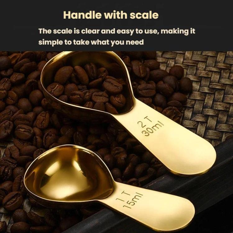 Coffee measuring spoon with clear handle scale, 1T 15ml and 2T 30ml markings