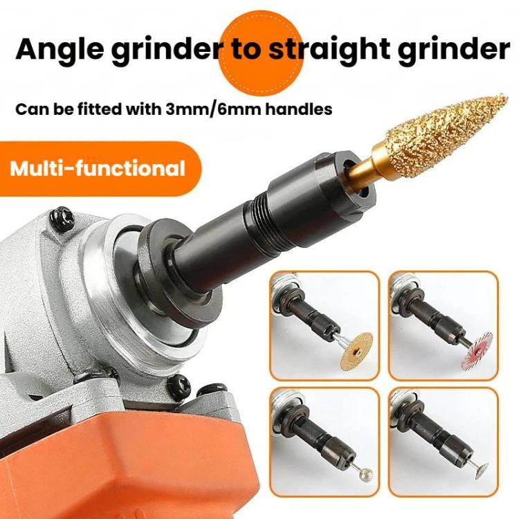 Angular Grinder To Straight Grinder Conversion Head Polisher To Electric Grinder Chuck Adapter, 6mm, 3mm
