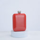 Red stainless steel hip flask with screw cap, leakproof pocket liquor bottle