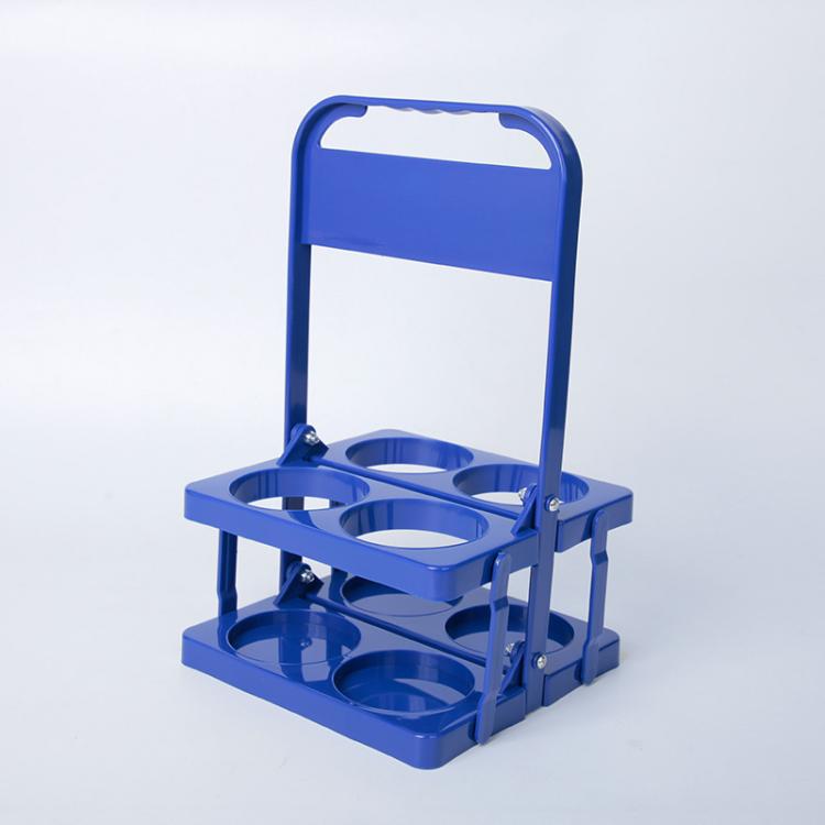 Blue 4-hole foldable plastic drink carrier with carry handle