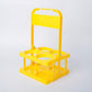 Yellow 4-hole foldable plastic drink carrier with carry handle