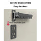 Grey multi-piece mounting bracket with detachable plates for shower partition