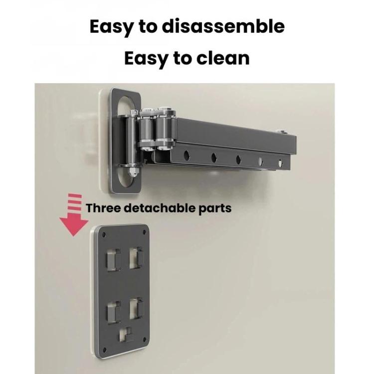 Grey multi-piece mounting bracket with detachable plates for shower partition