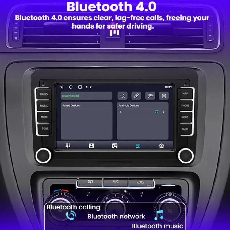 Car navigation screen showing Bluetooth calling and connected device interface