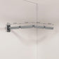 Grey retractable folding clothes drying rack, bar with 4 folding sections and wall brackets