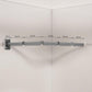 Grey retractable folding clothes drying rack, bar with 5 folding sections and wall brackets