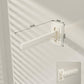 White retractable folding clothes drying rack with wall mount and hinged arm