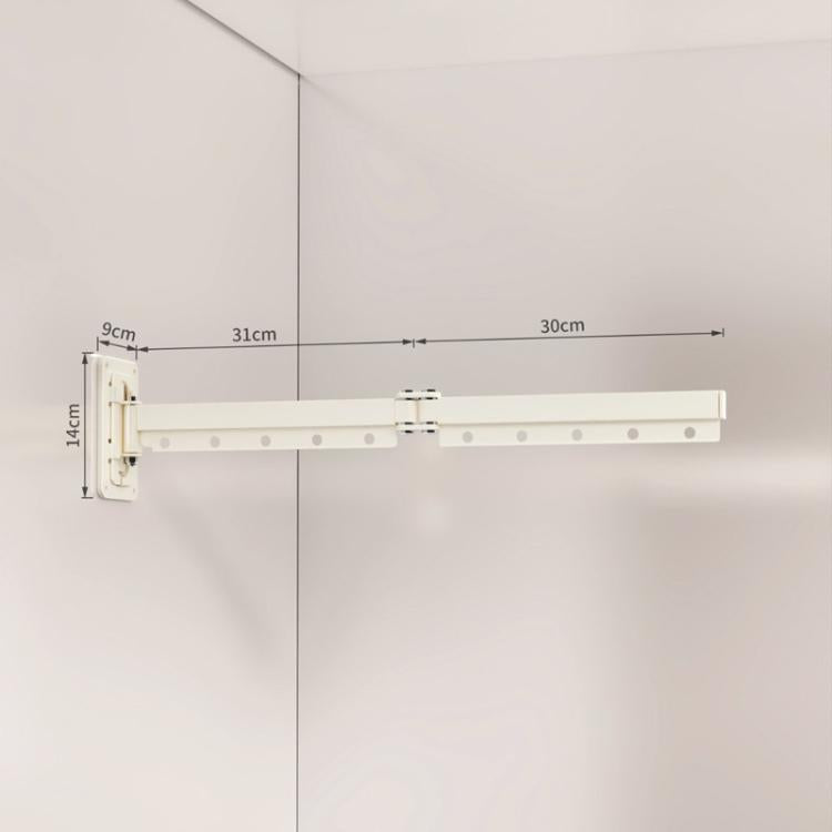White retractable folding clothes drying rack, multi-slot bar with 2 folding sections