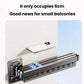 Grey retractable clothes drying rack with multi-clip rail for compact small balconies