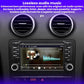 Car stereo head unit showing audio music and equalizer on 7-inch touchscreen