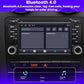 Car navigation touchscreen receiver showing Bluetooth settings on the display and side control knobs