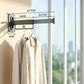 1-fold wall-mounted drying rack with retractable gray rod and hanging hooks