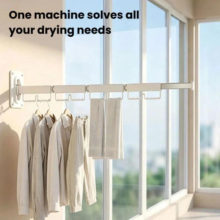 Wall-mounted rotating clothes drying rack with multiple foldable bars and hangers
