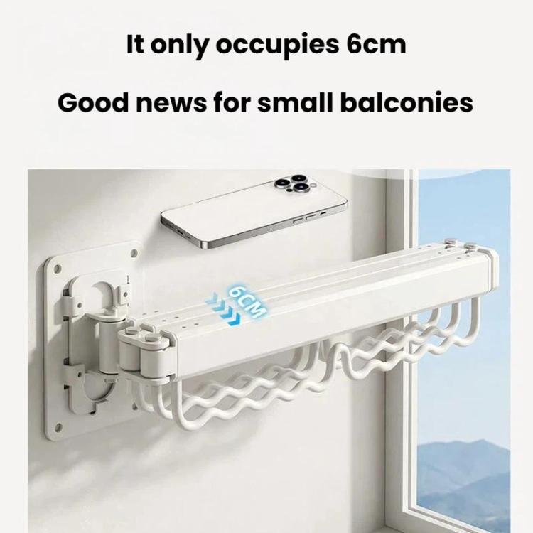 Compact white wall-mounted drying rack with wavy hang bars, low-profile design