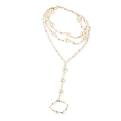 Simple Multi-Layer Pearl Anklet for Beachwear
