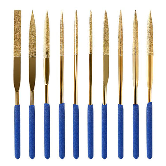 Diamond File Titanium-Coated Alloy High-Hardness File Metal Gemstone Grinding Tool, 10-Piece Set 3x140mm, 10-Piece Set 4x160mm, 10-Piece Set 5x180mm