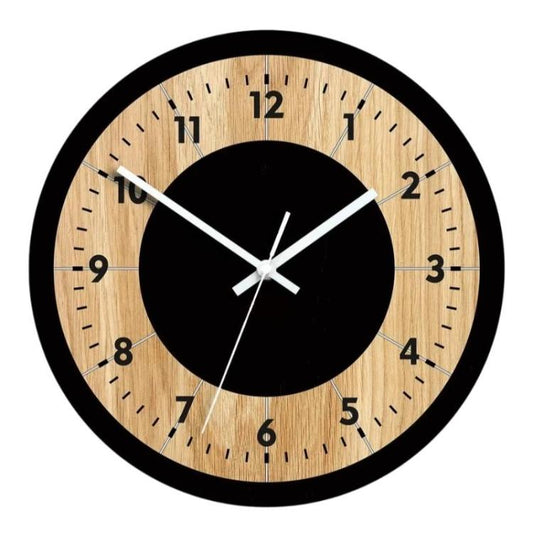 Wooden Round Analog-Digital Wall Clock 3D Decorative Home Wall Clock, 30cm, 34cm