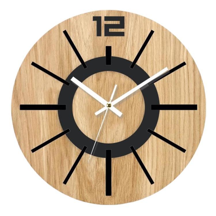Wooden Round Analog-Digital Wall Clock 3D Decorative Home Wall Clock, 30cm, 34cm